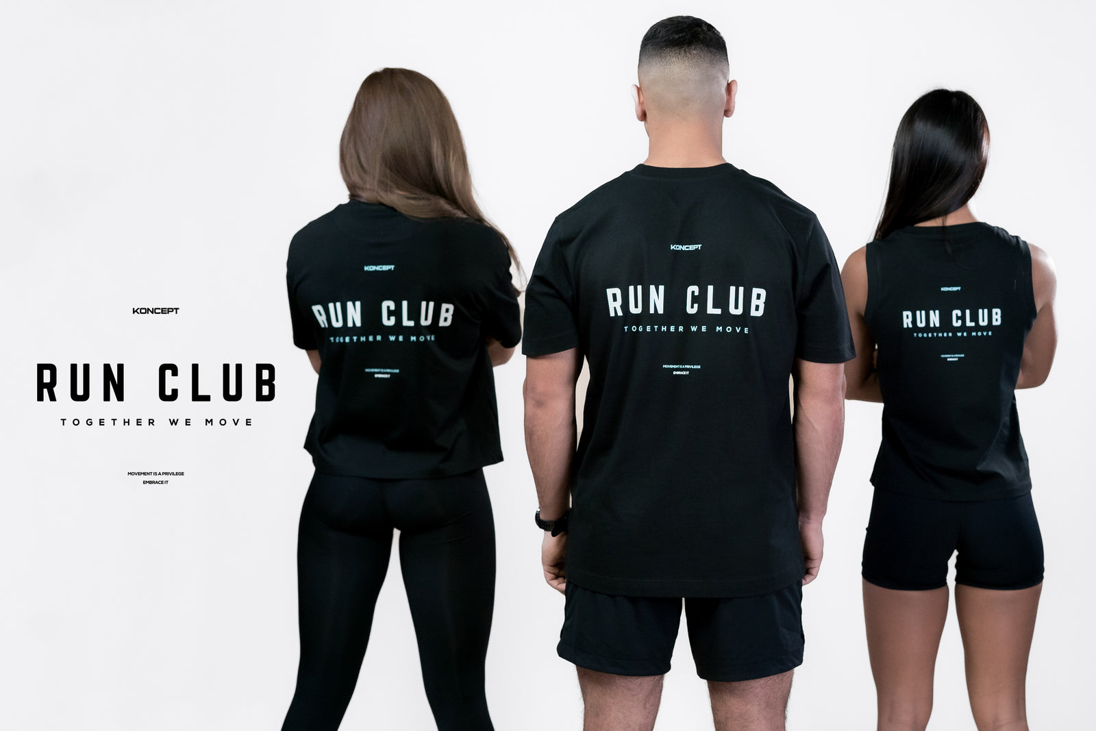 Men's and women's run club t-shirts.